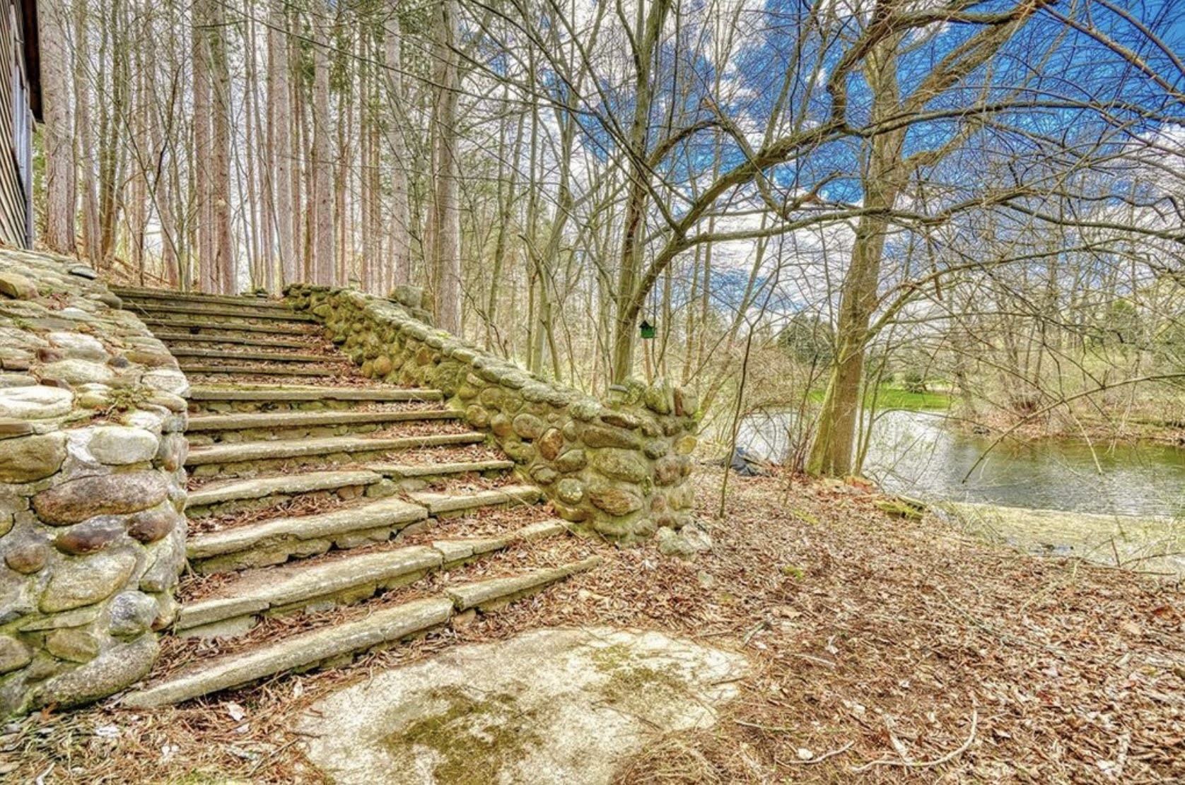 Exterior stone steps and landscape access